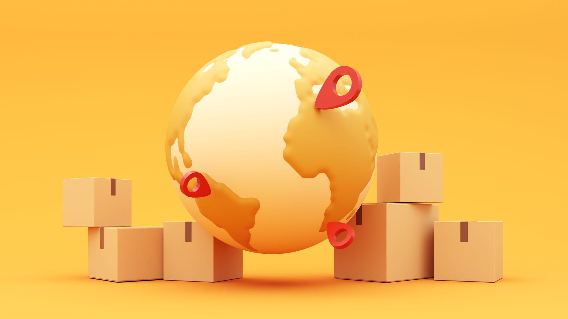 3d render Delivery concept, parcel, mail, online order. Transportation and logistics.